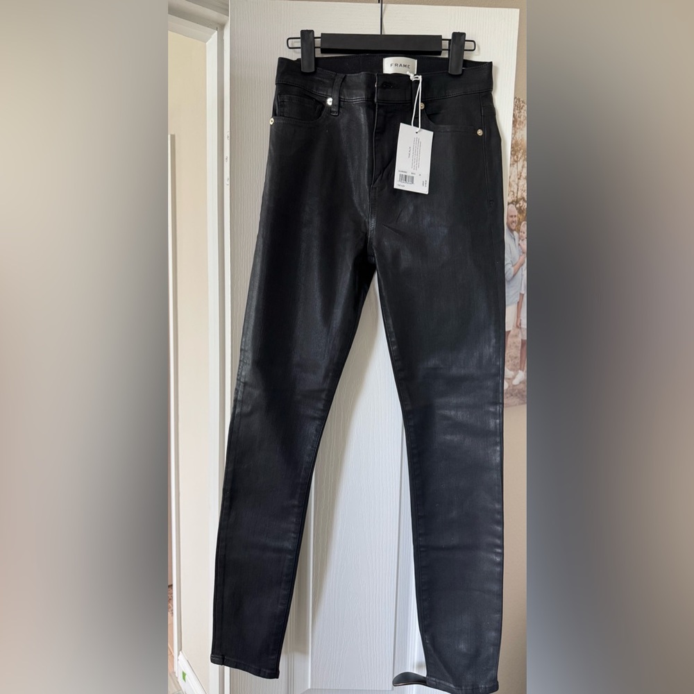 Frame Denim Black Coated Jeans